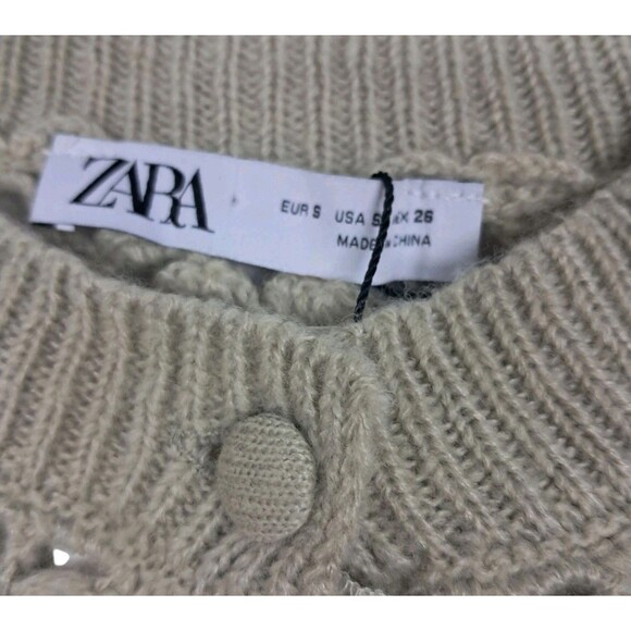 NWT Zara Combined Crochet Knit Cardigan Sweater Womens Small Green Cottagecore - Picture 8 of 15
